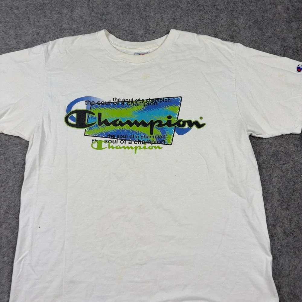 Champion T-Shirt Mens XL White Vintage 90s Soul of a Champion Graphic Tee - Picture 3 of 13